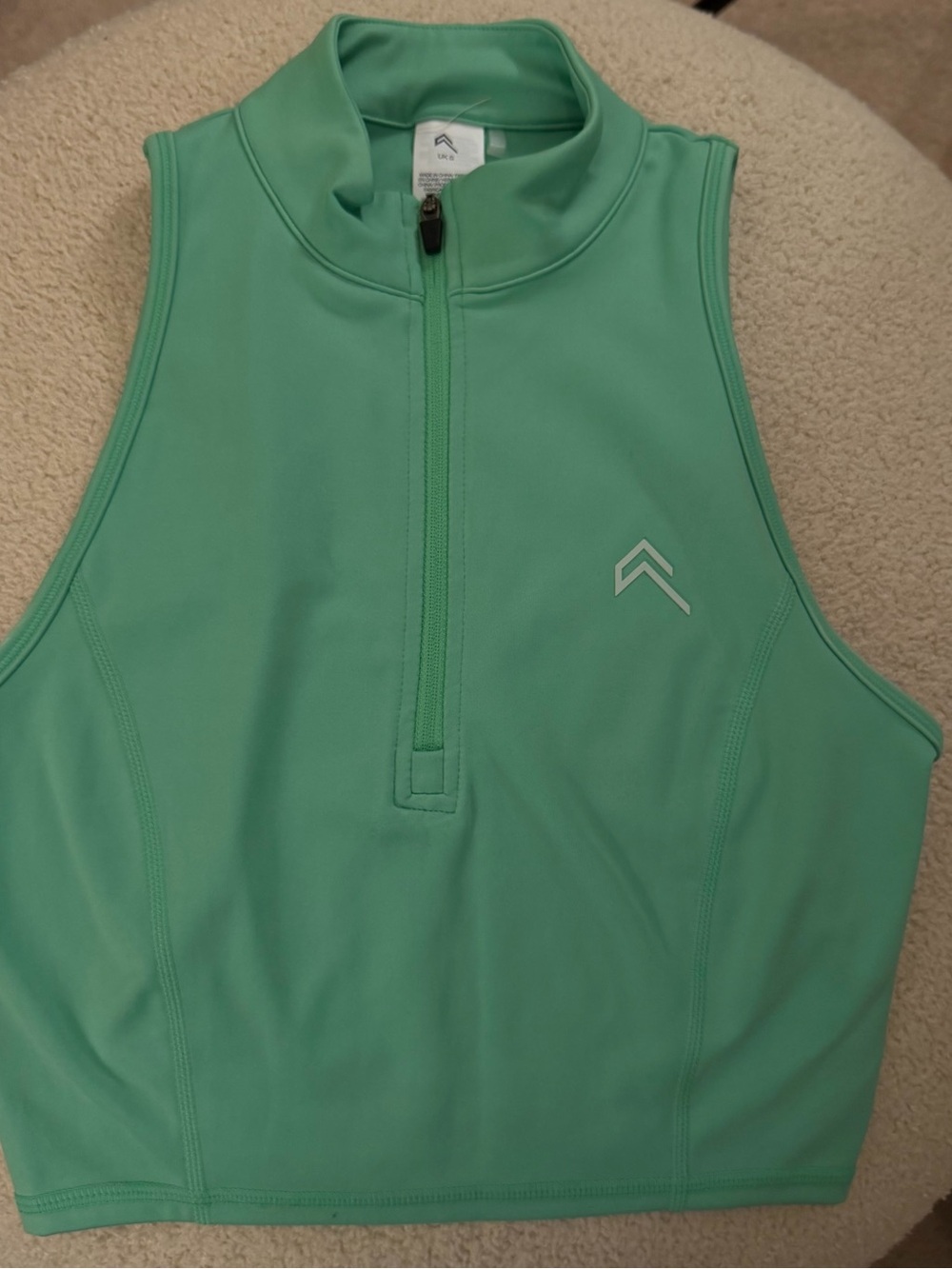 Oner Active Mint Green Sleeveless Zip Crop Top